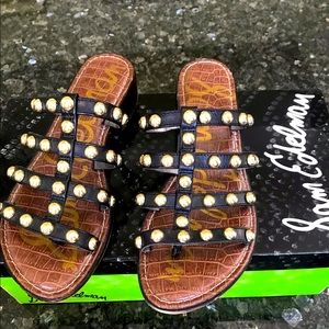 Authentic Sam Edelman Black Leather Juniper Studded Sandal Size 6.5